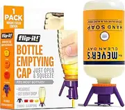 Flip-It! 1-Pack Bottle Emptying Kit – No More Wasted Product - Fits Most Plastic Bottles – Get Out Every Drop of Shampoos, Lotions, & More – 1 Base Cap, 3 Adapters – Bright Color Edition