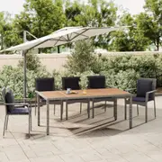 Garden Table with Wooden Top Dining Table Poly Rattan&Solid Wood Acacia vidaXL