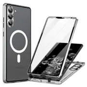 PC Metal Tempered Glass Case for Samsung Galaxy S23 Matte Phone Case with Lens Cover/Lock