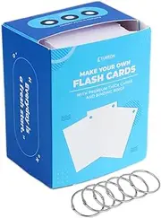 Turron Bulk Box - Blank Index Flash Cards - Suitable for Study, Home and Work Notes - Dotted Pattern - Free Binder Rings - 220 GSM Thick - 3 x 5 inches