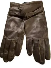 Women's Big Bow Leather Gloves Women's, Black, Small.