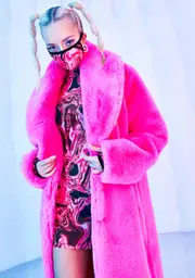 [Club Exx] Neon Kitten Faux Fur Coat