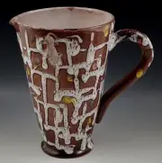MID CENTURY EAMES ERA FAT LAVA WATER PITCHER ITALIAN POTTERY 8'' MODERN