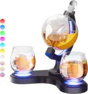 Globe Decanter Set Liquor Whiskey 7 Color Led Light 10 Different Modes Elegant