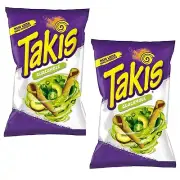 Barcel Takis Crunchy GUACAMOLE Flavor Rolled Tortilla Chips, 9.9 Oz (2 Bags)