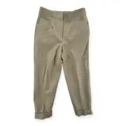 Club Monaco Pants Womens Size 8 Textured Slim Trouser Cuffed Cropped Camel NEW