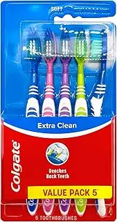 Colgate Extra Clean Manual Toothbrush, 5 Pack, Soft Bristles
