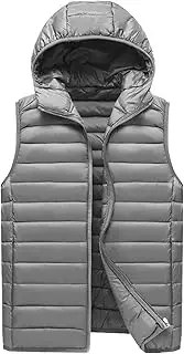 [Generic] Men's Hooded Quilted Vests Jacket Male Puffer Vest Lightweight with Hood Sleeveless Down Coat for Men