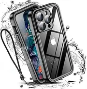 W7ETBEN for iPhone 15 Pro Case,Waterproof Built-in Screen Protector [14 FT Military Drop Proof] [Full Body Shockproof] [Dustproof] [IP68 Underwater] Phone Case for iPhone 15 Pro 6.1 inch Black