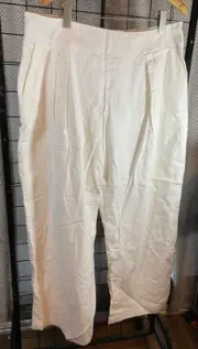 NWT Abercrombie & Fitch Linen Blend Lined Ultra Wide-leg Pant White Size XL Boho