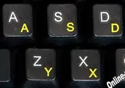 SWISS FRENCH GERMAN KEYBOARD STICKERS TRANSPARENT BACKGROUND YELLOW LETTERS FOR ANY LAPTOP COMPUTER PC DESKTOP NOTEBOOK