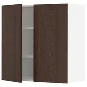 METOD wall cabinet with shelves/2 doors, white/Sinarp brown, 80x37x80 cm