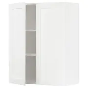 METOD wall cabinet with shelves/2 doors, white Enköping/white wood effect, 80x37x100 cm
