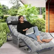 Boztiy Outdoor Lounge Chair Portable Black 5Fold Sleeping Cot Steel+Cushion 1Pck