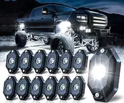 White Rock Lights,LEDMIRCY R5 LED Rock Lights 12PCS for Trucks UTV Off Road Boat ATV SUV Pure White Lights Super Bright High Power Under Glow Neon Light Trail Rig Waterproof Shockproof