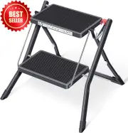 Folding Step Ladder 2-Step Non-Slip Stool Lightweight Steel Holds 150kg