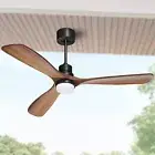 52" Ceiling Fan with Lights Remote Control Outdoor Wood Ceiling Fans Noiseles...