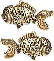 Ipetboom 2pcs Brass Goldfish Decorations Goldfish Desktop Ornaments Metal Tabletop Adornments Home Decor Crafts for Home Office