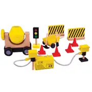 Tidlo Construction Equipment Figure 10cm Wooden Toy Set Kids Pretend Play 3+