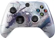 eXtremeRate Replacement Shell for Xbox Series X|S Controller - Unleash Your Style - Crystal Dragon Custom Acessories Skin Front Housing Cover for Xbox Core Controller Wireless - Console Without