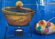 Vintage New in Box Chocolate Fondue Set Ceramic Pot Burner & Forks-original Box