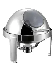 [SOGA] Round Chafing Stainless Steel Food Warmer with Glass Roll Top 6L