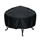 Round Black Fire Pit Cover Waterproof Weather Resistant Outdoor Grill BBQ Cover