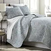 Southshore Fine Living, Inc. XL Twin Quilt, Boho Bedding Set, Quilted Floral Boho Paisley Bedspread, Twin/XL Quilt Set with Matching Sham, Pure Melody Aqua