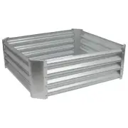 1x Silver 90cm x 90cm Square Galvanised Steel Raised Garden Bed Planter Box