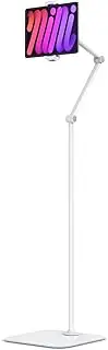 Tablet Floor Stand,Universal 360° Rotatable Tablet Holder,Height Adjustable Fit for 4.7-12.9" Screen Phone,Tablet，Kindle iPhone 15 Plus/Pro Max iPad(White)