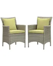 Modway Conduit Outdoor Patio Wicker Rattan Dining Armchair Set Of 2