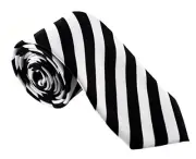 Mens Fashion Striped Tie - Great for Weddings, Parties, Striped - Black & White