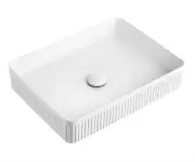 500*380*100mm SUN Gloss White Ceramic Rectangle Fluted Counter Top Basin