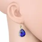 Sparkling Pear Shaped Faux Sapphire & Swarovski Style Crystal Earrings