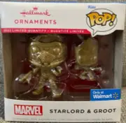 Funko POP! Exclusive Gold Chase Starlord & Groot Hallmark Christmas Ornaments