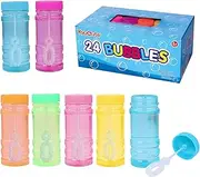 YouCute Bubbles 2oz 24 Pack Party Favor for Kids Bulk Bubble Solution Blowing Wand 2 Dozen Party Supplies Outdoor Toys Wedding Party Christmas Celebration Birthday Fun Gift