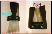 man woman Fold Pocket Travel DETANGLE metal AFRO Comb wig lift pik Pick Pic l
