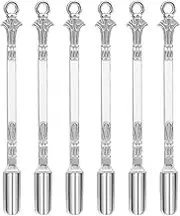 6Pcs Mini Spoon Mini Shovel Mini Dry Herbs Powder Scoop Metal Medicine Spoon Shovel Small Spoons for Spice Jars Small Salt Spoon Pendant Necklace Ring Spoon (Silver)