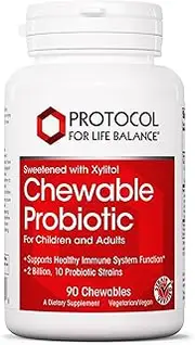 Protocol For Life Balance - Chewable Probiotic (For Adults & Children) - Supports Healthy Immune/Digestive System Function, Weight Loss, & Upset Stomach - Sweetened with Xylitol - 90 Chewables
