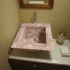 Square Rose Quartz Sink – Natural Stone Vanity Basin for Bathroom Interior Deco