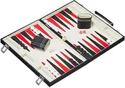 Relaxdays Backgammon Case, Quality Set, Including Complete Accessories, Table Board Game, W x D 47 x 36 cm, Black