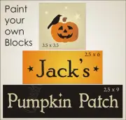 Country Prim Stencil Jack Pumpkin Patch Crow Star Halloween Sign Shelf Blocks