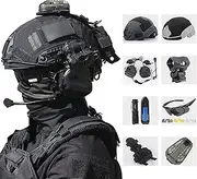 Fast Tactical Helmet Set, Goggles NVG Mount Telescope Model, for Outdoor Paintball Protective Hunting Tactical Gear (Color : E)