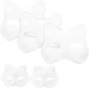 DECHOUS 5 Pcs Cat Mask Therian Masks White Fox Masks to Paint Blank Animal Dress Up Masks Diy Hand Painting Masks Half Face Mask for Masquerade Kids Cosplay Costume