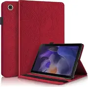 for Samsung Tab A8 2021 Case Embossed Tree PU Leather Case Wallet Flip Cover Stand Function Tablet Case for Samsung Galaxy Tab A8 10.5 Inch 2021 SM-X200 / SM-X205 - Red