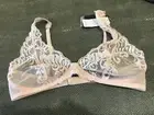 NWT PEACH PINK NATORI BRAND UNPADDED MESH BRA 34 C/D $50