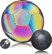 Holographic Soccer Ball, for Night Training or Gaming Reflective Glowing Soccer Ball, Reflective Soccer Size 4 Size 5,Ideal Gift (Size 5)