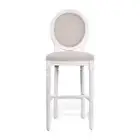 French Provincial Louis XV Upholstered Bar Stool Kitchen Chair Oval White