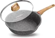 Induction Nonstick Skillet Frying Pan with Lid,Swiss Granite Omelette Pan, NEW