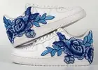 Nike Air Force 1 Custom Shoes Blue Rose Low Medium Flower Floral Mens Womens